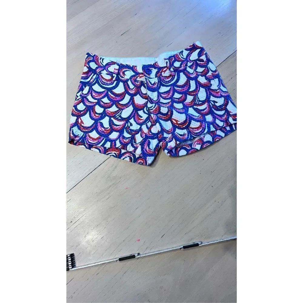 LILLY PULITZER CALLAHAN RESORT RED PINK BLUE TEXTURED SHORTS WOMENS SZ 00